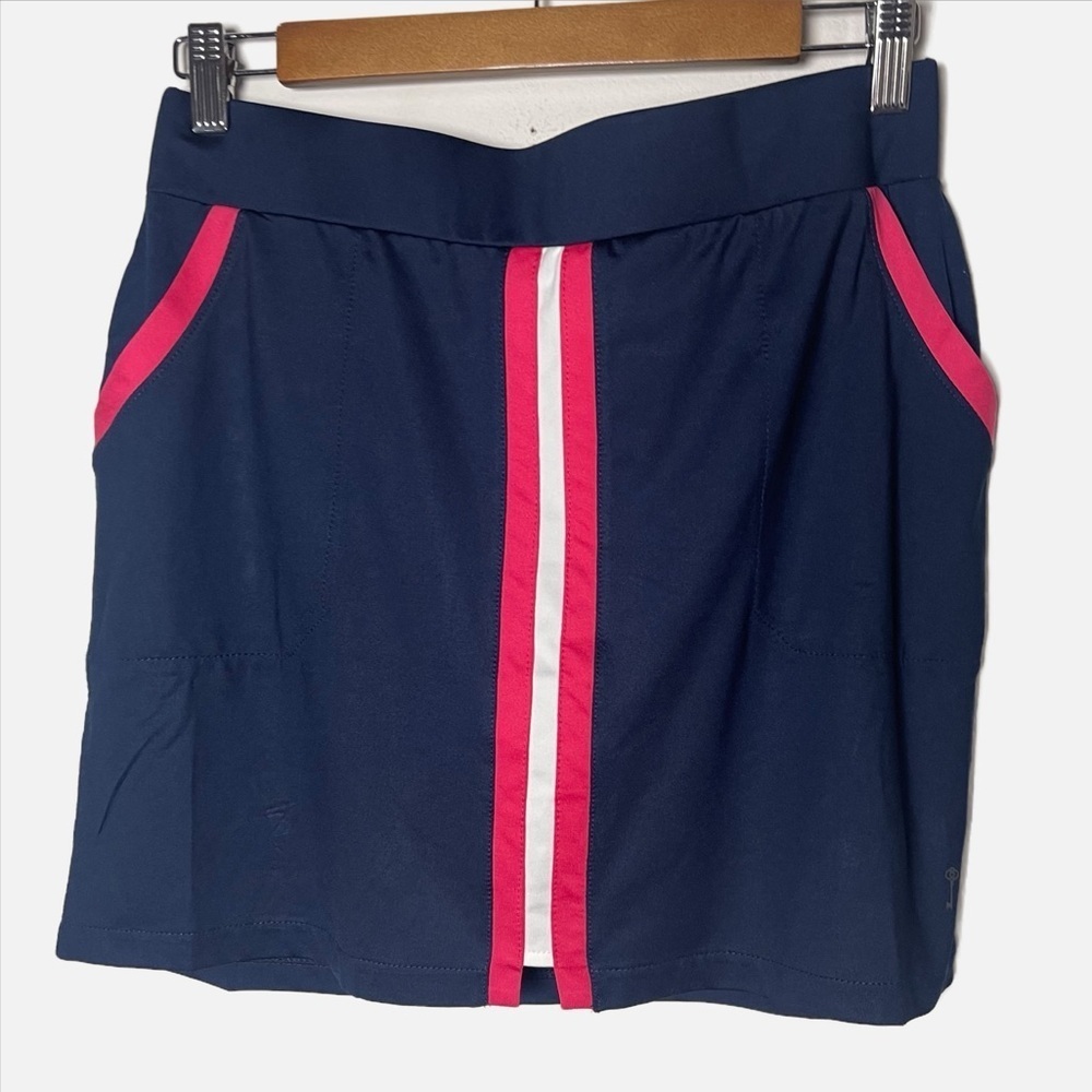 Belyn Key Navy Pink Stripe Tennis Skort Preppy Golf Pickleball Size S athletic - Picture 4 of 6